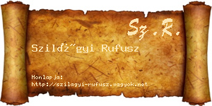 Szilágyi Rufusz névjegykártya